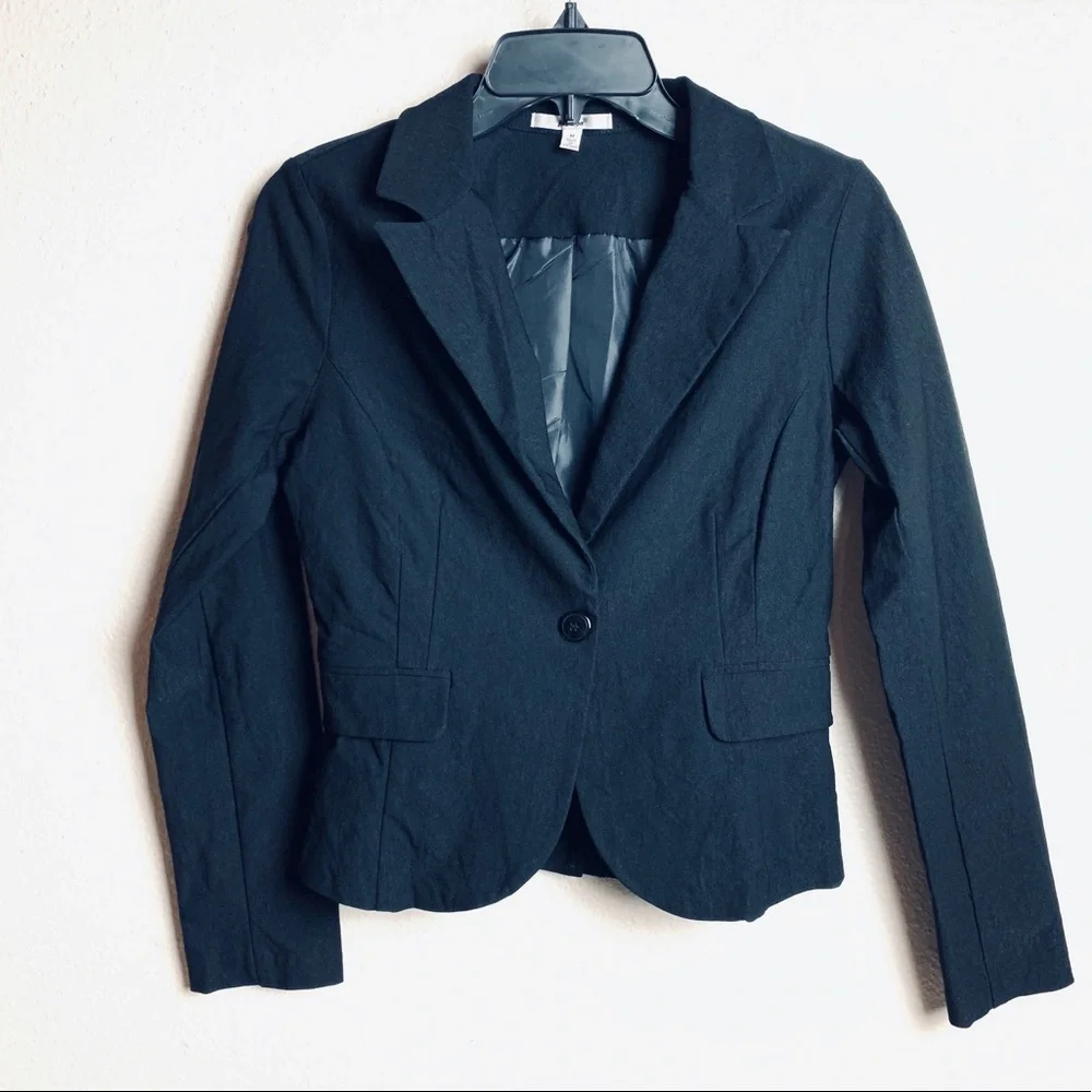 Papaya black stretch one-button Blazer Sz S/M juniors fitted business casual - Picture 3 of 16
